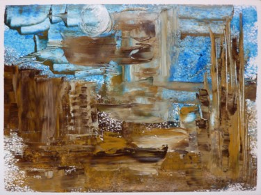 Peinture intitulée "Dune et la lune - p…" par Clau Redier-Clément, Œuvre d'art originale