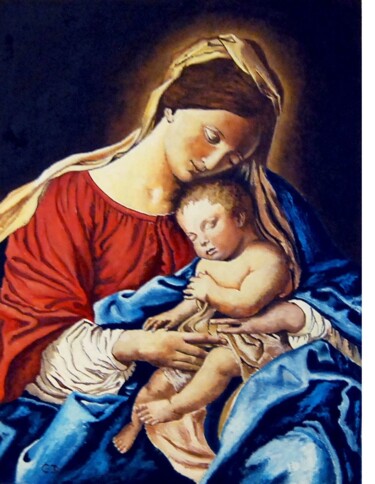 Painting titled "madone2.jpg" by Catherine Digue - Turpin, Original Artwork