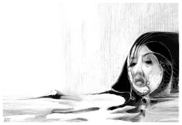 Drawing titled "Utopia" by Alexandre Podgorny, Original Artwork, Scratchboard