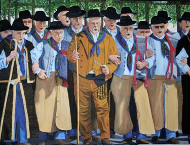 O Cante Alentejano Peinture intitulée "O Cante Alentejano" par Inês Dourado, Œuvre d'art originale, Acrylique