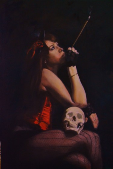 Painting titled "Pensees Macabres" by Fred Whitson, Original Artwork, Oil