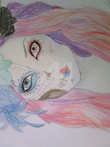 Dibujo titulada "Al otro lado" por Albamildew, Obra de arte original, Lápiz