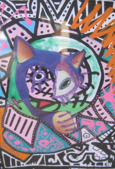 Peinture intitulée "MIAOU" par Girerd Christophe, Œuvre d'art originale, Collages