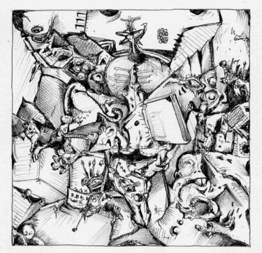 Comme dans mon livre d'images. 02.08 Dessin intitulée "Comme dans mon livr…" par Jean-Bernard Fenouillas, Œuvre d'art originale, Stylo à bille