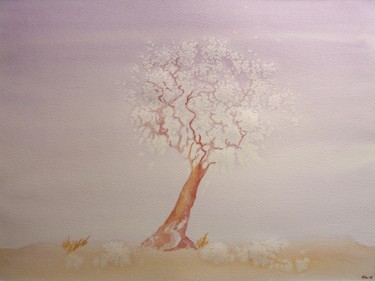 Peinture intitulée "L'arbre mauve - Tab…" par Clau Redier-Clément, Œuvre d'art originale