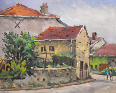 Pintura intitulada "Dans Fontenoy (huil…" por Christian Arnould, Obras de arte originais, Óleo
