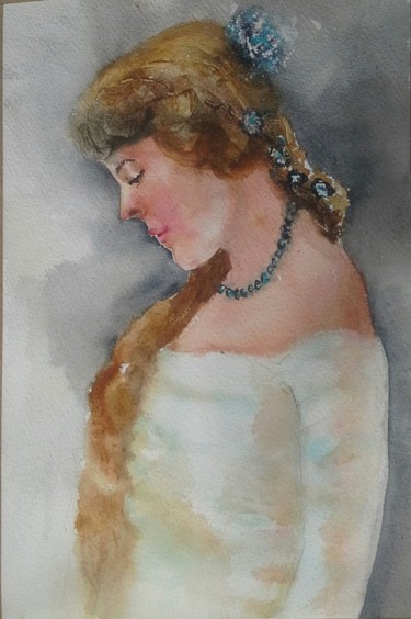 Картина под названием "Romantic lady" - Agnes Mclaughlin, Подлинное произведение искусства, Акварель