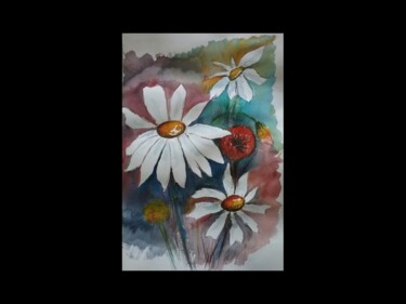 Peinture intitulée "Marguerites" par Philippe Allier, Œuvre d'art originale, Aquarelle