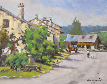 Pintura intitulada "Rue du Paquis à Fon…" por Christian Arnould, Obras de arte originais, Óleo