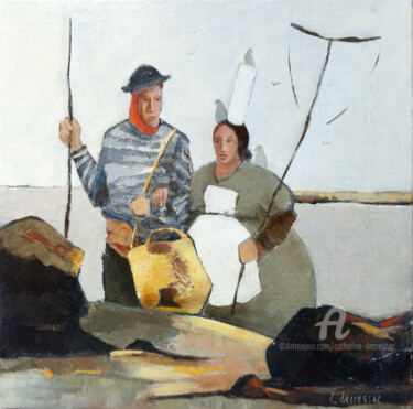Peinture intitulée "Balade à deux" par Catherine Decressac, Œuvre d'art originale