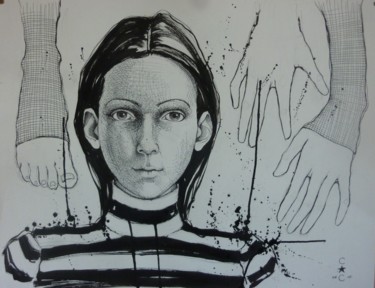 Peinture intitulée "tête" par Catherine Cornec, Œuvre d'art originale, Encre