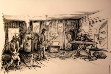 Drudge rehearsal Dessin intitulée "Drudge rehearsal" par Franck Renaud, Œuvre d'art originale, Stylo à bille