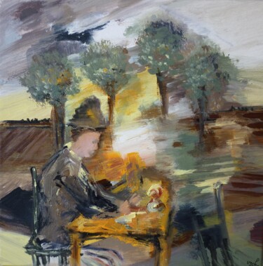 Schilderij getiteld "La pause du laboure…" door Christelle Veron Cherbonnier, Origineel Kunstwerk, Acryl