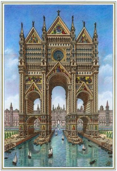Drawing titled "Готическая симфония" by Artur Skizhali Veis, Original Artwork, Ink