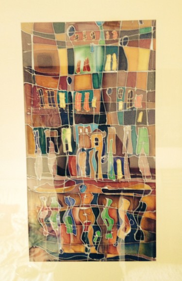 100% silk painting Windows at night Textile Art titled "100% silk painting…" by Marzena Walczuk, Original Artwork, Other