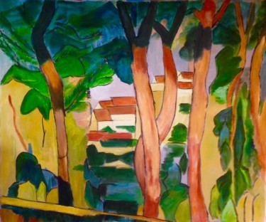 Peinture intitulée "LES ARBRES ROUGES" par Béatrice Marty, Œuvre d'art originale, Acrylique