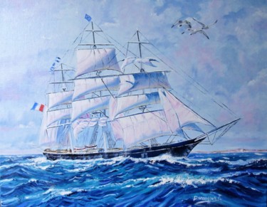 Peinture intitulée "LE VOILIER" par Alain Dervillez, Œuvre d'art originale, Huile