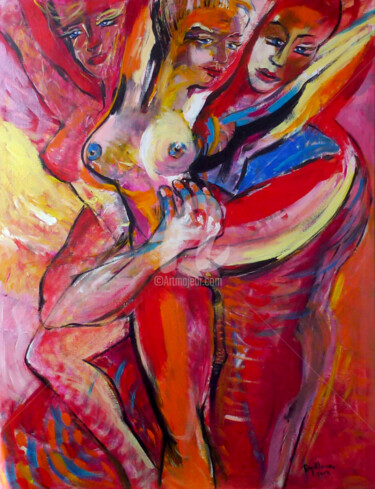 Painting titled "Peinture figurative…" by Lucie Rydlova, Original Artwork, Acrylic