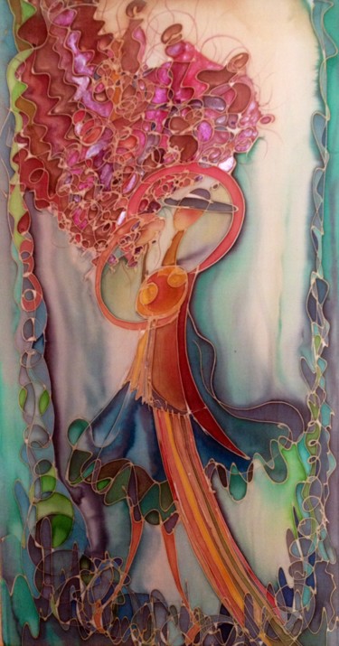 Textile Art titled "100% silk painting…" by Marzena Walczuk, Original Artwork, Fabric