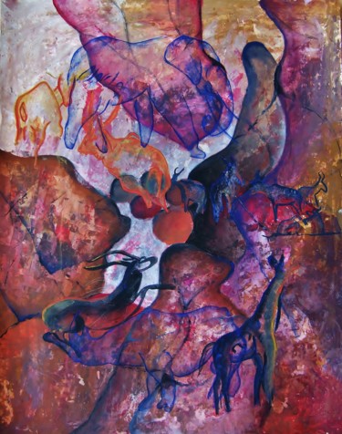 Peinture intitulée "Grottes" par Marie-Pierre Jan, Œuvre d'art originale, Acrylique