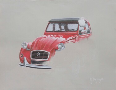 Dessin intitulée "2 CV Citroën "inach…" par Michel De Ruyck, Œuvre d'art originale, Pastel Monté sur Carton