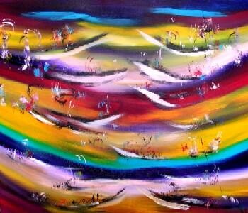 Peinture intitulée "Clin d'oeil à M." par Muriel Cayet, Œuvre d'art originale, Huile