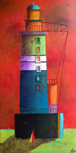Peinture intitulée "Phare 7" par Marie-Pierre Jan, Œuvre d'art originale, Acrylique Monté sur Châssis en bois