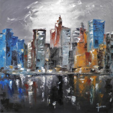 Peinture intitulée "building-new-york" par Edith Verdickt, Œuvre d'art originale, Huile