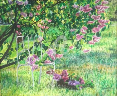 Peinture intitulée "La cueillette du li…" par Isabelle Lucas, Œuvre d'art originale, Huile Monté sur Châssis en bois