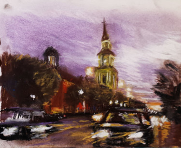Pintura titulada "Alameda con San Fra…" por Camilo Flores, Obra de arte original, Pastel