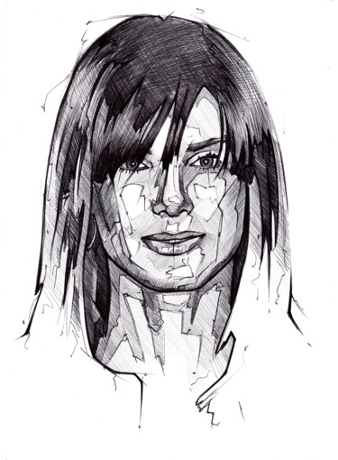 Disegno intitolato "Sandra.jpg" da Paolo Luino, Opera d'arte originale, Biro