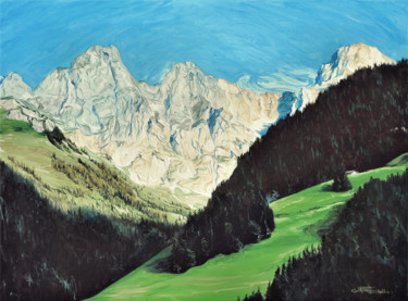 Elements of Van Gogh in the swiss Alps 绘画 标题为“Elements of Van Gog…” 由Christian Girault, 原创艺术品, 油 安装在木质担架架上