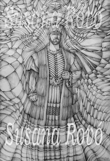 Dessin intitulée "el-rey-cop.jpg" par Susana Rovo, Œuvre d'art originale, Graphite