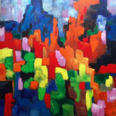 Peinture intitulée "TSONGOR 80x80" par Mizem, Œuvre d'art originale, Acrylique
