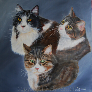 "mes petites muses" huile sur toile signée Peinture intitulée ""mes petites muses"…" par Patricia Giroldini Hyvernat, Œuvre d'art originale, Huile
