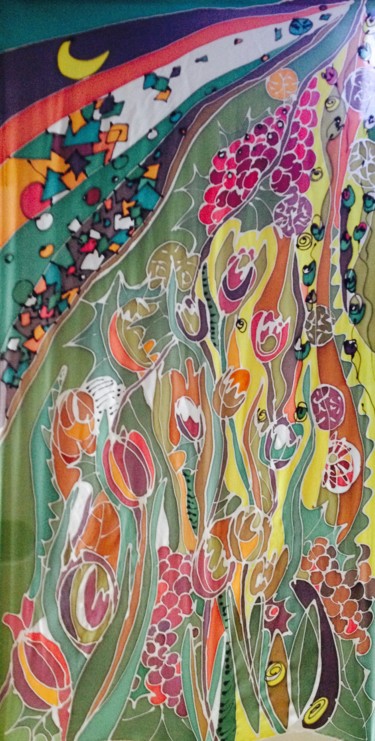 100% silk painting Summer 2015 Textile Art titled "100% silk painting…" by Marzena Walczuk, Original Artwork, Other