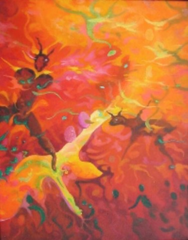 Peinture intitulée "utero" par Christophe Challier, Œuvre d'art originale, Huile