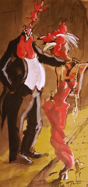 Painting titled "Un-air-de-notaire.j…" by Thierry Faure, Original Artwork, Gouache