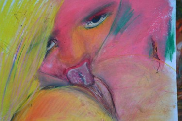 Painting titled "Gita" by Gritodetinta, Original Artwork, Pastel Mounted on Wood Stretcher frame