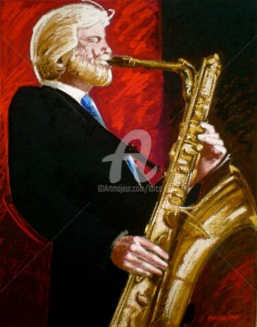 Peinture intitulée "G.MULLIGAN" par Carlo Maiolini, Œuvre d'art originale