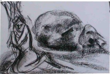 Drawing titled "THINKING" by Suddha Sama, Original Artwork, Charcoal