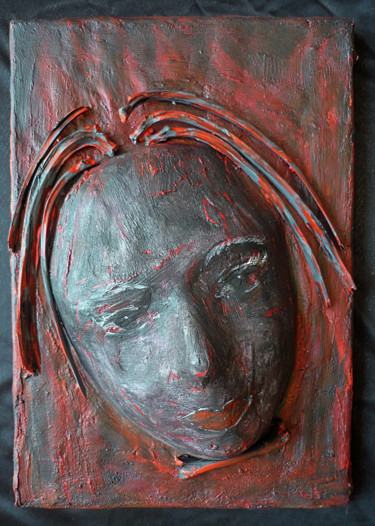 Masque aux cheveux d'os Sculpture intitulée "Masque aux cheveux…" par Nancy Cardinal, Œuvre d'art originale, Autre