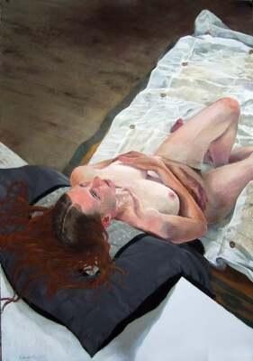 Painting titled "la tête ailleurs" by Mathieu Weemaels, Original Artwork, Oil