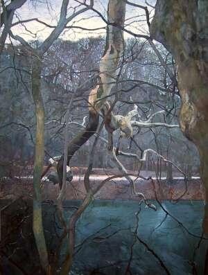 Painting titled "branches" by Mathieu Weemaels, Original Artwork, Oil