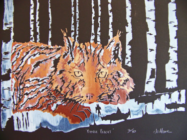 印花与版画 标题为“Bosque Bobcat #arti…” 由Jo Moore, 原创艺术品, 丝网印刷