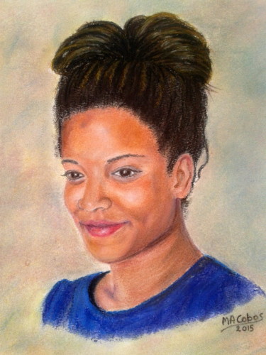 Dessin intitulée "Jeune fille" par Marian Cobos, Œuvre d'art originale, Pastel