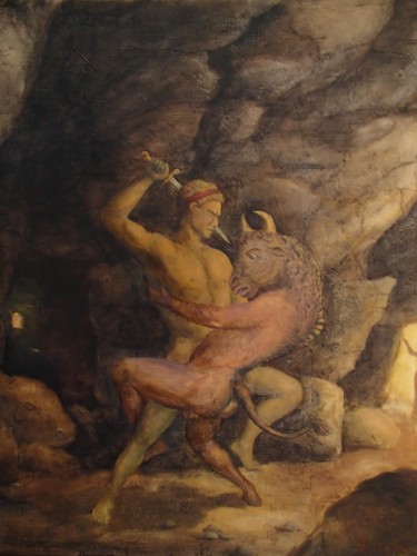 Thésée et le Minotaure jpg Painting titled "Thésée et le Minota…" by Boul, Original Artwork, Oil