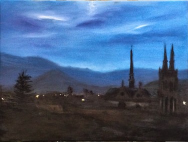 Pintura titulada "Iglesia en Santiago…" por Camilo Flores, Obra de arte original, Oleo