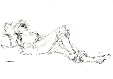 Dessin intitulée "A4 juillet 2015 11" par Christian Rolland, Œuvre d'art originale, Encre