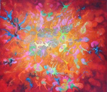 Peinture intitulée "symbiose" par Christophe Challier, Œuvre d'art originale, Huile